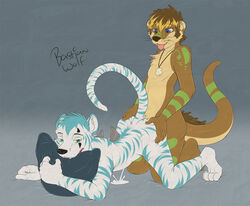 anal anthro bastianwolf doggy_style feline from_behind fur furry furry_only gay male mustelid otter sex storm-tiger tiger