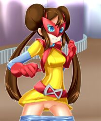 alternate_costume blue_eyes brown_hair double_bun female female_only gloves highres human nintendo panties panties_down panty_pull pixiv_manga_sample pokemon pokemon_bw2 pokestar_studios pussy rape rosa_(pokemon) solo suramo tear the_riolu_girl uncensored underwear