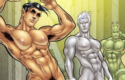 3boys abs armpit camili-cat class_comics gay male male_only muscles muscular muscular_male nude patrick_fillion pointy_ears