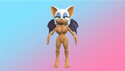 2019 3d 3d_model animated anthro ass blue_eyes breasts cleavage clothed clothing female fur furry gif gradient_background makeup mobian mobian_(species) mobian_bat nipples nude pussy rouge_the_bat sega simple_background sonic_(series) sonic_adventure_2 sonic_the_hedgehog_(series) sorok17 tan_skin turnaround turntable_(animation) white_fur wings