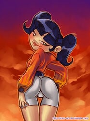 asian ass blush female female_only kimiko_tohomiko looking_back solo xiaolin_showdown yoga_shorts