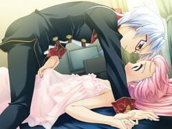 1boy 1girls crossdressing dominant_female female femboy femboy_on_female femdom hetero kenbishi_seika male male/female malesub narumi_suzune ooyama_rui oto_puri pink_hair straight submissive_male tomboy white_hair