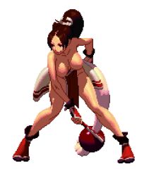 animated artist_request bounce bouncing_breasts breasts female female_only human king_of_fighters mai_shiranui nude_edit pixel_art solo sprite transparent_background