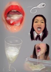 after_deepthroat after_oral asian blackingyourwaifu cum cum_in_glass cum_in_mouth female glass school_uniform solo sperm straight throat tongue tongue_out