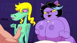 Alligatorid Humanoid, Anthro, Blonde Hair, Bratty (Undertale)