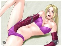 azasuke blonde_hair blue_eyes bra breasts buckles cleavage elbow_gloves legs masturbation namco navel nina_williams open_mouth panties ponytail raised_leg tekken tekken_1 tekken_2 tekken_3 tekken_4 tekken_5_dark_resurrection tekken_blood_vengeance tekken_tag_tournament tekken_tag_tournament_2 tied_hair underwear