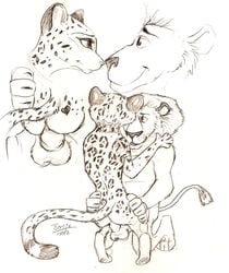 2012 alakay_alex anthro balls black_and_white dreamworks feline female furry furry_only gia_the_jaguar interspecies jaguar lion madagascar_(series) male penis sex simple_background