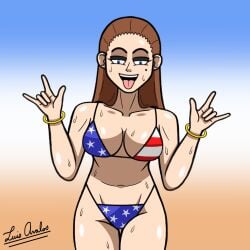 1girls 2025 4th_of_july 5_fingers american_flag american_flag_bikini avalos_entertainment_(luisavalos1997) beauty_mark big_breasts bikini black_eyeshadow blue_eyes bracelet bracelets brown_hair cute eyeshadow female fourth_of_july gioia_matteo gold_bracelet gold_bracelets golden_bracelet golden_bracelets independence_day looking_at_viewer mole mole_under_eye original original_character sweat sweatdrop sweating tagme the_arts_of_mars tongue tongue_out