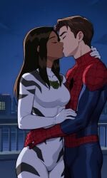 1girl1boy ass_grab ava_ayala avengers big_ass big_breasts bra dark-skinned_female dark_skin kiss_on_lips kissing light-skinned_male light_skin marvel marvel_comics new_york panties peter_parker romantic_couple sexy_ass sexy_body spider-man spider-man_(series) ultimate_spider-man ultimate_spider-man_(2024) white_tiger_(marvel)