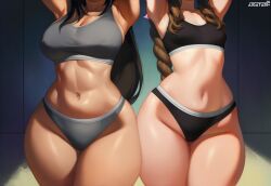 aerith_gainsborough ai_generated aigatari blacked cuckold final_fantasy final_fantasy_vii netorare netorase nsfw ntr sports_bra sweat tifa_lockhart underwear wide_hips