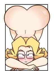 1girls animated ass_up blonde_female brown_eyes completely_nude completely_nude_female ear_piercing female female_only free_space full_body glasses miss_bigbun_(peachypop34) naked naked_female nude nude_female peachypop34 shaking_butt skirt_cut_meme solo solo_female teacher