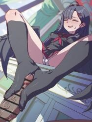 1boy 1girls 3:4 animated bedroom_eyes between_toes black_hair black_socks black_wings blocking_cumshot blue_archive blush cameltoe censor_bar censored censored_penis cleft_of_venus closed_eyes cum cum_on_clothes cum_on_feet cumshot dark-skinned_male dark_skin ejaculation erection feet feet_on_penis female flexible_toes foot_fetish foot_focus footjob footjob_with_legwear footwear_fetish full_video_at_source funen_gomi glansjob happy_sex high_resolution holding_with_feet ichika_(blue_archive) interracial justice_task_force_(blue_archive) light-skinned_female light_skin male penis_between_toes penis_in_sock penis_in_stocking red_hairclip red_halo school_uniform seductive seductive_look seductive_smile sitting_on_table smile sock_on_penis sockjob sound squeezing_penis stocking_on_penis toejob toes ultimate_footjob vertical_video video white_panties wings