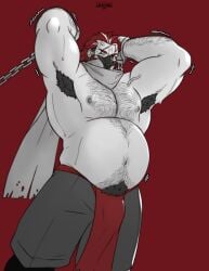aged_up arm_hair armpits arms_up awooga bara bara_tiddies bara_tits big_belly body_hair breasts bulge bulge_under_clothes chained chained_up chained_wrists chest_hair commission cuff_(restraint) cuffed cuffs dilf fat_tits fire_emblem fire_emblem_fates imminent_sex loving_it male male_focus male_only mask masked masked_male ninja perfect_belly pubic_hair restrained saizou_(fire_emblem) sexy_male sfw shaking solo solo_focus solo_male tiddies trapped voluptuous_male yaoi