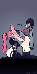 1futa 1girls albno alternate_costume avgryoshufan big_breasts black_hair blush bob_cut breasts breath_cloud choker cigarette_in_mouth clothed dick_on_face emo eyebags female femsub futa_on_female futadom futanari garter_belt good_girl heart-shaped_pupils heavy_breathing huge_balls huge_breasts huge_cock imminent_sex impossible_fit intersex leash leashed limbus_company on_knees pink_hair ponytail project_moon red_eyes ryoshu_(limbus_company) ryoshu_fan_(avgryoshufan) self_insert self_upload smoking thick_thighs tied_hair veiny_penis