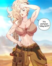 big_ass big_breasts big_breasts big_butt big_titties clothing curvaceous curvaceous_female curvaceous_figure curvy curvy_figure curvy_hips female female_focus female_only gemma_(monster_hunter_wilds) long_hair looking_at_viewer monster_hunter_wilds ryuujinart yellow_hair