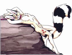 anthro chester_ringtail_magreer fur furry furry_ears furry_tail long_ears magreer male male_only nude ringtail side_view solo tail terrie_smith