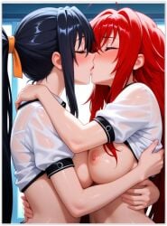 2girls ai_generated akeno_himejima girl_on_girl high_school_dxd lesbian_couple lesbian_domination lesbian_focus lesbian_kiss lesbian_sex rias_gremory rias_x_akeno yuri yuri yuri