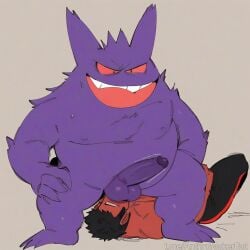 ai_generated ass_on_face asshole_lick chubby dominant domination eating_ass erection evil_grin facesitting forced gay gay_domination gengar pokemon pokemon_(species) pokephilia sitting_on_face sitting_on_person squatting squatting_on_face