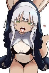 1girls anthro bra bukkake cum cum_in_mouth cum_on_breasts cum_on_tongue foxyle fur furry green_eyes long_hair made_in_abyss nanachi nun nun_outfit open_mouth panties rabbit rabbit_ears rabbit_girl silver_hair simple_background solo tongue tongue_out white_hair yellow_fur