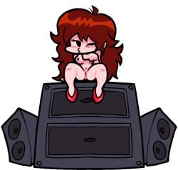 ;3 animated auburn_hair bare_breasts blush bouncing bouncing_breasts breasts edit female flashing friday_night_funkin girlfriend_(friday_night_funkin) hev_(art4henry) high_heels kissy_face legs_spread legs_up lulufu naked nude nude_female pussy sitting speakers spread_legs