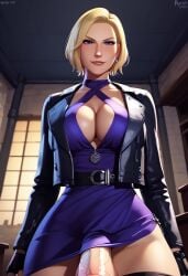 1futa 2d ai_generated aka6_(style) blonde_futa blonde_hair blondshell blowjob bob_cut civitai cleavage fellatio fellatio_pov futa_only futanari halter_dress large_breasts light-skinned_futa light_skin nina_williams oral oral_sex pony_diffusion_xl pov purple_dress short_hair submissive_pov taker_pov tekken testicles video_game_character video_game_franchise wavy_hair