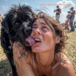 ai_generated artist_malikamiller canine caucasian_female dirty doggy_style exhibitionism fucked_silly fucking kissing licking nude_female pain park passionate voyeur