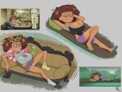 amphibia anne_boonchuy areola_slip areolae_slip breast_bulge breasts breasts breasts brown_hair brown_skin disney disney_channel edit edited female female large_boobs large_breasts large_tits laying_down laying_on_back leaves_in_hair nipple_bulge one-piece_swimsuit one_leg_up open_legs pussy_bulge pussy_lips redlewd17 redraw relaxed relaxed_expression relaxing screencap_redraw short_shorts short_skirt skirt swimsuit thai thai_female tight_clothing toes