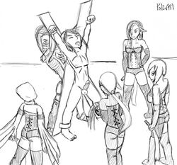 1boy 5girls bondage cock_ring female fin fish_girl flogger human impa_(ocarina_of_time) lingerie link link_(twilight_princess) male malesub malon midna monochrome nintendo ocarina_of_time penis princess_ruto sheik sheikah sketch testicles text the_legend_of_zelda twilight_princess video_games whip zora