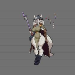 arsfromnowhere_(artist) big_breasts furry hellhound huge_breasts military military_uniform monster_girl sketch wide_hips wolf wolf_girl