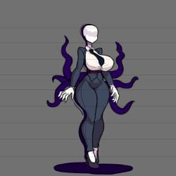 arsfromnowhere_(artist) big_breasts faceless_female furry huge_bgreasts monster_girl sketch slender_body slender_waist slenderman slenderwoman white_skin wide_hips