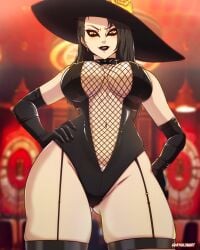atlus clothing curvaceous curvaceous_female curvaceous_figure curvy curvy_figure curvy_hips female female_focus female_only gray_hair long_hair looking_at_viewer persona persona_5 persona_5_royal ryuujinart sega shadow_sae thigh_highs