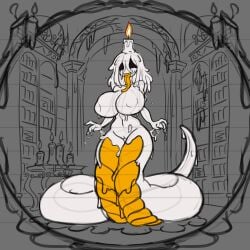 amputee arsfromnowhere_(artist) big_breasts candle candle_wax faceless faceless_female gigantic_breasts huge_bgeasts lamia long_tongue monster monster_girl pussy sketch snake tail thick thick_ass wax wax_girl wax_on_body
