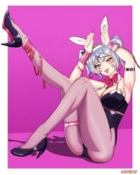 big_ass big_butt big_thighs blue_hair bunny_ears bunny_girl bunny_girl_suit bunnysuit curvaceous curvaceous_female curvaceous_figure curvy curvy_figure curvy_hips female female_focus female_only hatsune_miku rabbit_hole_(vocaloid) ryuujinart short_hair vocaloid