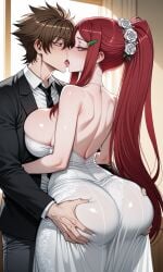 ai ai-created ai_art ai_assisted ai_generated ass ass_focus ass_grab big_ass big_breasts crossover curvy curvy_body curvy_female curvy_figure french_kiss french_kissing high_school_dxd huge_ass hyoudou_issei kushina_uzumaki naruto naruto_(series) naruto_shippuden romantic romantic_ambiance sexy sexy_body sexy_pose thick_thighs uzumaki_kushina voluptuous voluptuous_female wedding_dress wide_hips