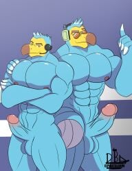 2020 abs absurd_res animal_crossing anthro areola artist_name avian balls barazoku beak big_balls big_penis biped bird blue_body blue_feathers brother_(lore) brothers_(lore) colored columbid crossed_arms dodo dodo_airlines_(animal_crossing) duo electronics elpiratalakshm1 erection eyewear feathers fingers front_view genitals glans hand_on_shoulder headgear headphones headset hi_res huge_cock humanoid_genitalia humanoid_hands humanoid_penis looking_at_viewer male male/male muscular muscular_anthro muscular_arms muscular_legs muscular_male navel nintendo nipples non-mammal_balls non-mammal_nipples nude_anthro nude_male orville_(animal_crossing) pecs penis pinup portrait pose recently_extinct_species shaded sibling_(lore) side_hug simple_background smile smirk standing sunglasses text three-quarter_portrait vein veiny_penis wilbur_(animal_crossing) yellow_body