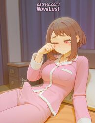 1futa 2025 ai_generated artist_name average_breasts bed blush boku_no_hero_academia breasts breasts breasts brown_hair bulge bust chest cock curtains dick erection erection_under_clothes futanari hi_res high_quality high_resolution highres indoors medium_breasts my_hero_academia normal_breasts novalust ochako_uraraka one_eye_closed pajamas patreon patreon_username penis short_hair solo stable_diffusion watermark