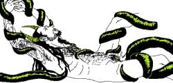 beard black_hair black_teeth cum cum_in_pussy cuntboy dreadlocks fully_nude green_nipples green_pussy hairy horns intersex jdevil jonathan_davis restrained_by_tentacles tattooed_arm tentacle tentacle_sex