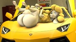 16:9 3d 3d_(artwork) ass big_ass big_butt britni_pike britni_pike_(existimatio3) canid canine canis car digital_media_(artwork) domestic_dog feet_in_air female feral fur grin hi_res jewelry lamborghini looking_at_viewer lying mammal on_back paws pinup poodle pose redtiger466 smile solo source_filmmaker_(artwork) vehicle widescreen yellow_body yellow_car yellow_fur