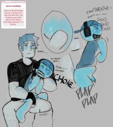 aged_up beard belly_bulge bluudud_(forsaken) braces choking codslasher hat headphones pubic_hair rape size_difference small_penis srnubo strawpage_request white_skin