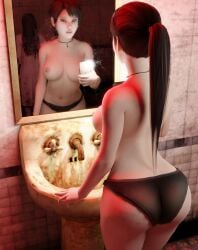 3d big_ass big_breasts dreadout female female_protagonist ghost ghost_girl human linda_meilinda mirror mirror_selfie pulse0030 selfie topless video_games