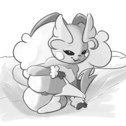 1:1 absurd_res anthro ass big_butt breasts clothing darkwarks digital_media_(artwork) feet female fur generation_1_pokemon generation_4_pokemon genitals hi_res hybrid lagomorph looking_at_viewer lopunny mammal monochrome murid murine nintendo nipples nude pokemon pokemon_(species) presenting pussy raichu rodent simple_background smile solo tail thick_thighs vulva