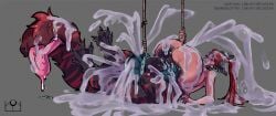 abstract_background animal_genitalia balls big_breasts black_nipples blue_eyes blush blush_lines bodily_fluids breasts breeding_mount canine_genitalia claws collar collar_only cum cum_drip cum_inside cum_on_body cum_on_breasts cum_on_face cum_on_ground cum_on_self cum_on_tail cum_on_tongue cumshot dripping ear_piercing ejaculation errokioslem eyewear felid felid_taur feline feline_taur fur futanari genital_fluids genitals glasses hair hi_res hug huge_breasts huge_cumshot hugging_object intersex intersex_taur lying mammal mammal_taur multiple_piercings nipple_piercing nipples not_furry nude on_back open_mouth penetration piercing ponytail red_hair saliva saliva_on_tongue sheath solo_focus striped_body striped_fur stripes sweat sweaty_breasts tail tail_mouth taur taur_penetrating text tongue tongue_piercing unusual_anatomy unusual_tail url