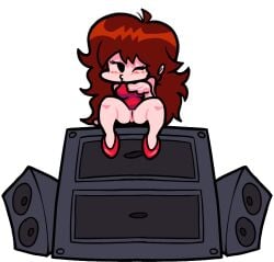 ;3 animated auburn_hair blush bouncing bouncing_breasts breasts edit female flashing friday_night_funkin girlfriend_(friday_night_funkin) hev_(art4henry) high_heels kissy_face legs_spread legs_up lulufu no_panties pussy sitting speakers spread_legs