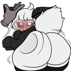 1:1 absurd_res alpha_channel antennae_(anatomy) anthro arthropod ass ass_grab ass_jiggle belly big_ass big_butt blush butt_grab butt_jiggle butt_slap clothing disembodied_hand duo embarrassed eye_roll eyewear female female_focus femboy glasses hand_on_ass hand_on_butt hi_res huge_ass huge_butt hyper hyper_ass hyper_butt insects jiggling legwear lepidopteran male male_shortstack moth round_glasses short_stack shortstack shortstack_femboy slap solo_focus spanking thigh_highs white_body willow_(willowmoff)