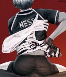 2boys alexis_ness ass ass_focus back_view blue_lock boner boner_in_pants boner_under_clothes butt cling clothed erection femboy gay gloves holding_back hugging insinuation kainess kaiser_michael love male maledom manga michael_kaiser monochrome nesspotion rubbing_ass sexy tattoo yaoi