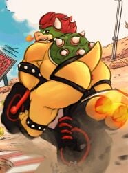 absurd_res anthro anus ass big_butt bowser clothing hi_res humanoid jockstrap koopa male mario_bros mario_kart mario_kart_world muscular nintendo ryothehuskyy scalie solo underwear