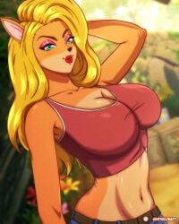 big_ass big_breasts big_breasts big_butt big_thighs big_titties clothing crash_(series) curvaceous curvaceous_female curvaceous_figure curvy curvy_figure curvy_hips female female_focus female_only furry furry_female furry_only long_hair looking_at_viewer ryuujinart tawna_bandicoot yellow_hair