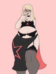 after_fellatio after_oral artist_self-insert chubby_futa clothed cum_in_mouth fat goth hxxxperviolence implied_futa self_insert sona_(hxxxperviolence)