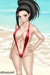 big_breasts boku_no_hero_academia fanart female large_breasts mha momo_yaoyorozu my_hero_academia sling_bikini slingshot_bikini superhero zugalewd