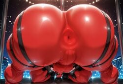 1boy ai ai_generated anus anus_visible_through_clothes balls_visible_through_clothing bent_over big_ass big_ass_(male) big_butt deadpool huge_ass huge_butt male male_only marvel marvel_comics presenting presenting_anus presenting_hindquarters rokudenashi_(style) rokuworshiper solo solo_male wade_wilson